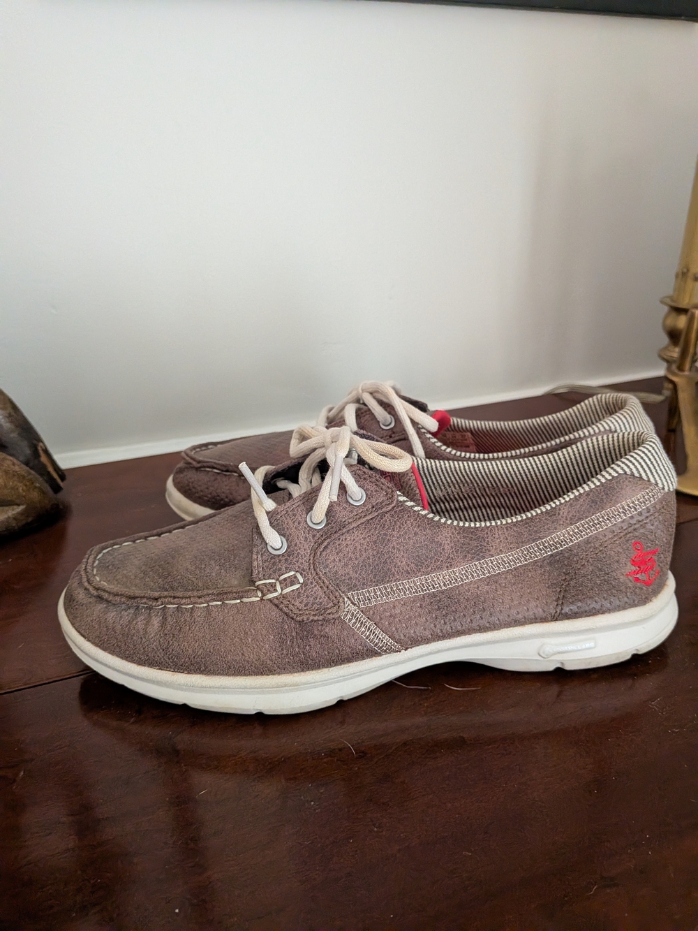 Sketchers Boat Shoe casual Taupe Lace-Up Women's Boat Shoes Size 7.5